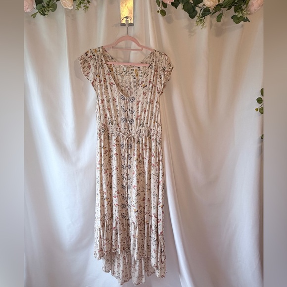 Lucky Brand Dresses & Skirts - Lucky Brand Cream Floral Maxi Dress with Blue & Red Accents